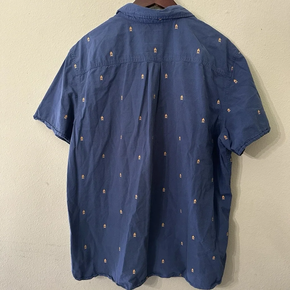 North Face Camp Shirt Mens XXL Campfire Bonfire Short Sleeve Baytrail Blue‎